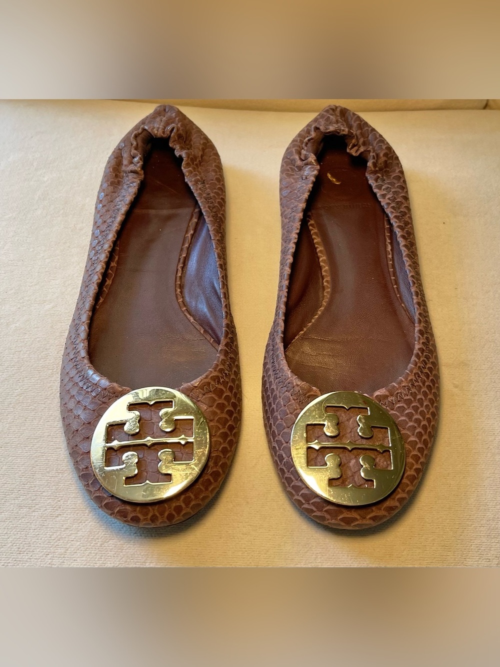 Tory Burch Reva Snakeskin Ballet Flat Size 8.5 - Picture 7 of 7